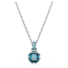 swarovski birthstone pendant square cut december blue rhodium plated