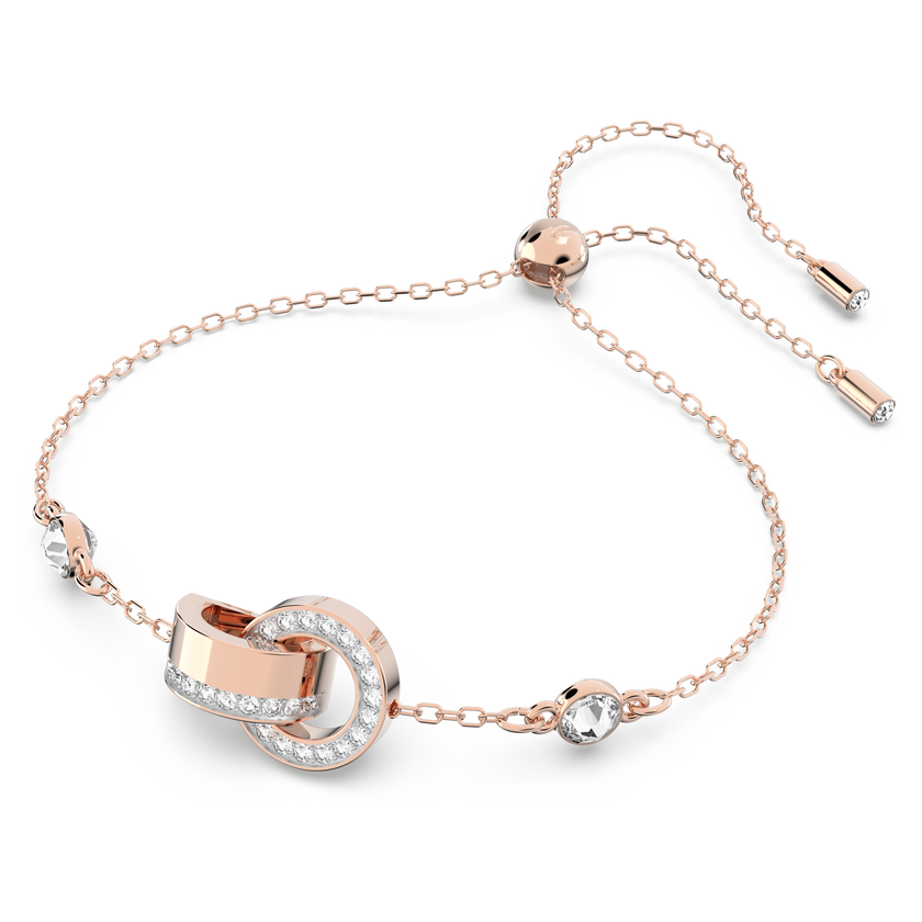 swarovski dextera bracelet  interlocking loop  white  18k rose gold finish