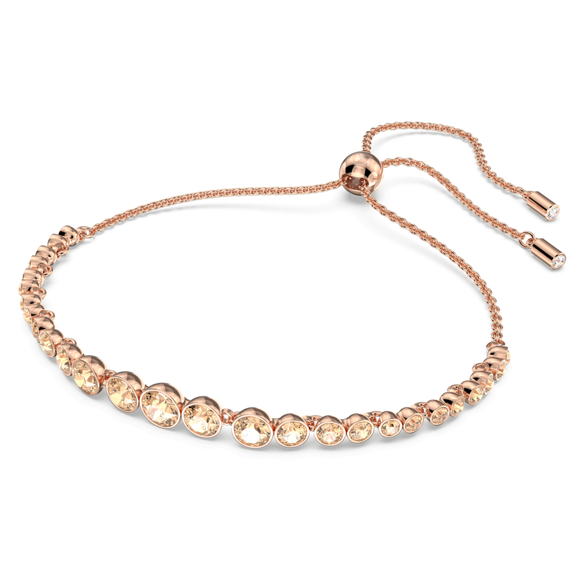 swarovski emily bracelet  mixed round cuts  pink  rose gold tone plated