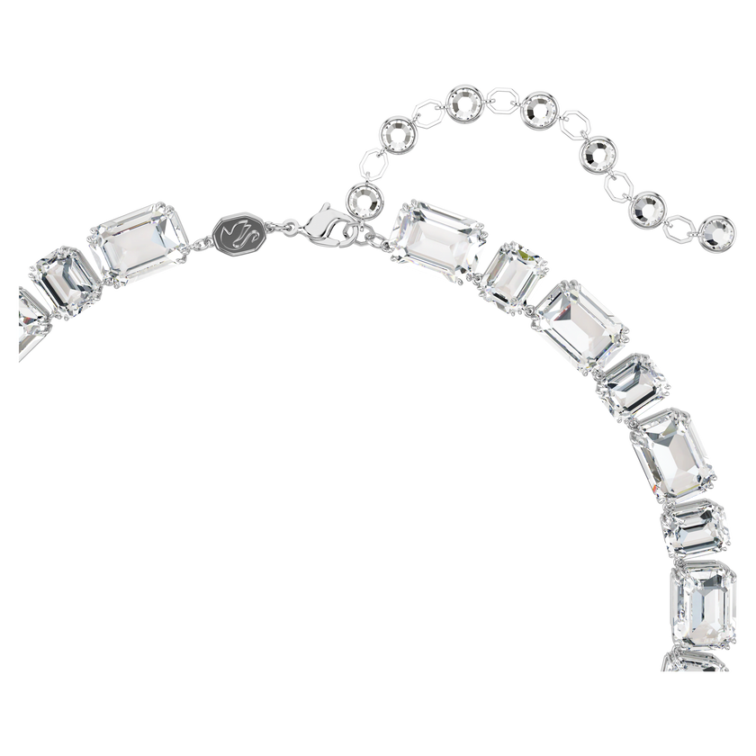 swarovski millenia tennis necklace  octagon cut  white  rhodium plated