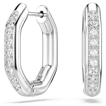 swarovski dextera hoop earrings octagon shape round cut white rhodium plated