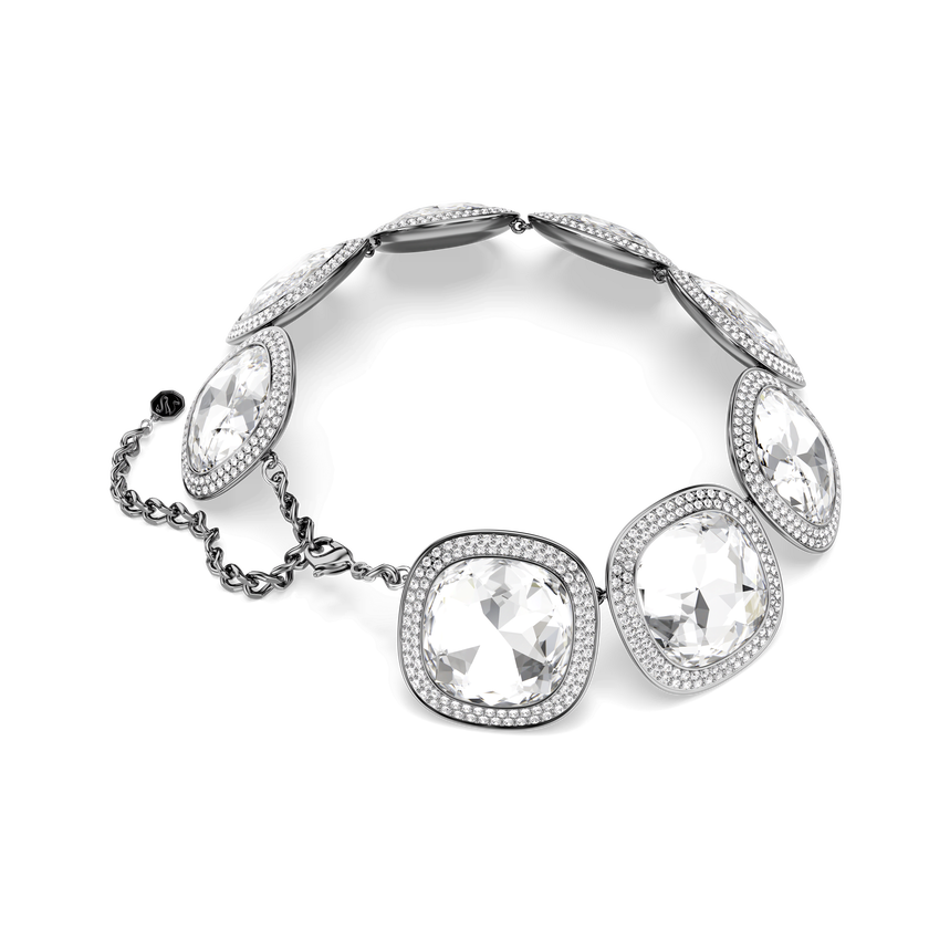 swarovski una angelic choker  cushion cut  white  ruthenium plated