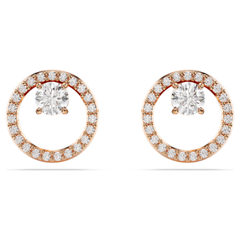 swarovski constella stud earrings round cut white rose gold tone plated
