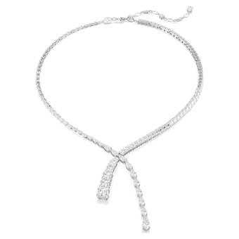 swarovski matrix y necklace  mixed cuts  white  rhodium plated