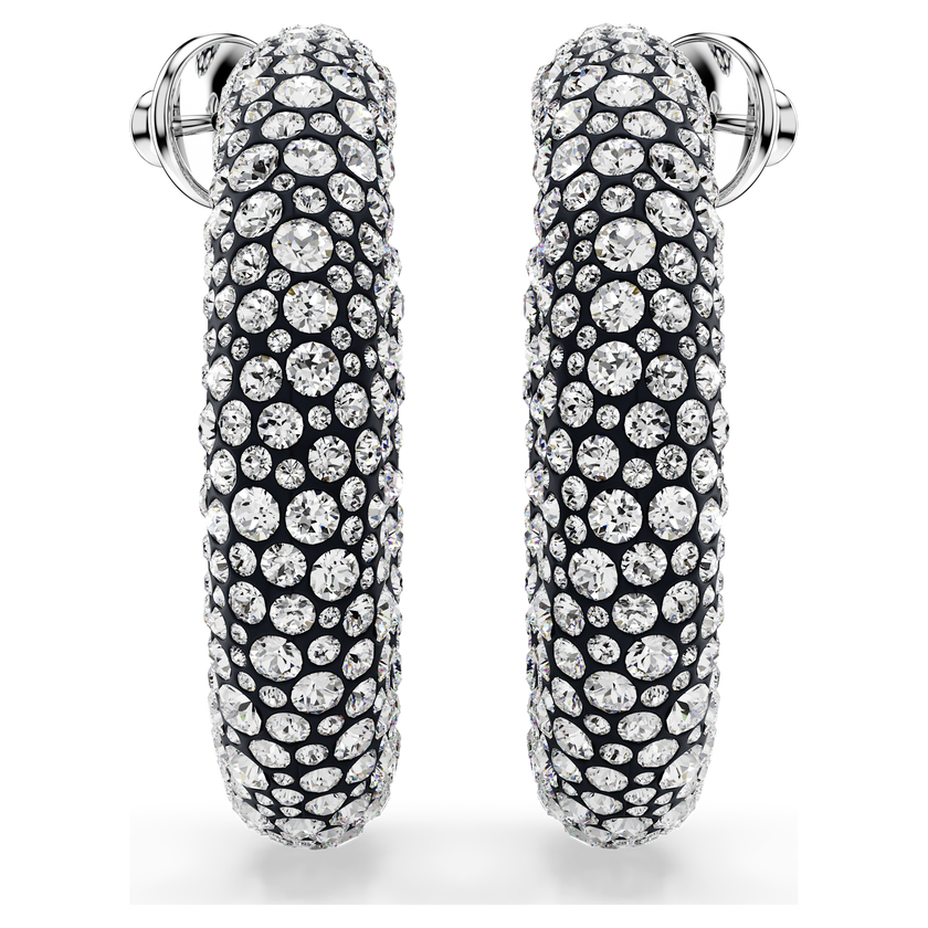 swarovski sublima hoop earrings  mixed round cuts  white  rhodium plated