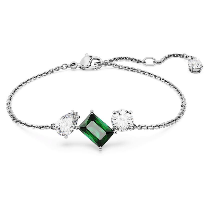 swarovski mesmera bracelet  mixed cuts  green  rhodium plated