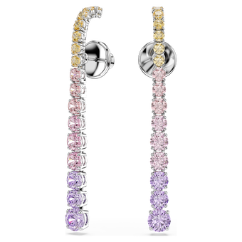 swarovski matrix drop earrings  gradient of round cuts  multicolored  rhodium plated