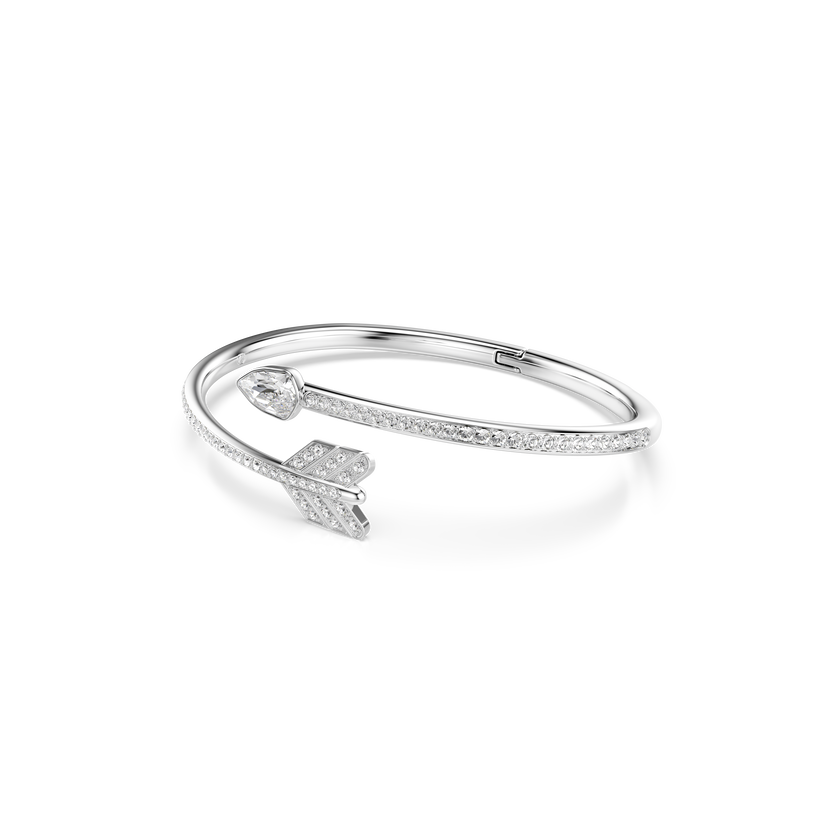 swarovski idyllia bangle  mixed cuts  arrow  white  rhodium plated