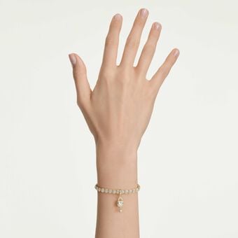 swarovski idyllia charm  mixed cuts  heart with key  white  18k gold finish