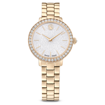 swarovski watch swiss made metal bracelet gold tone champagne gold tone finish