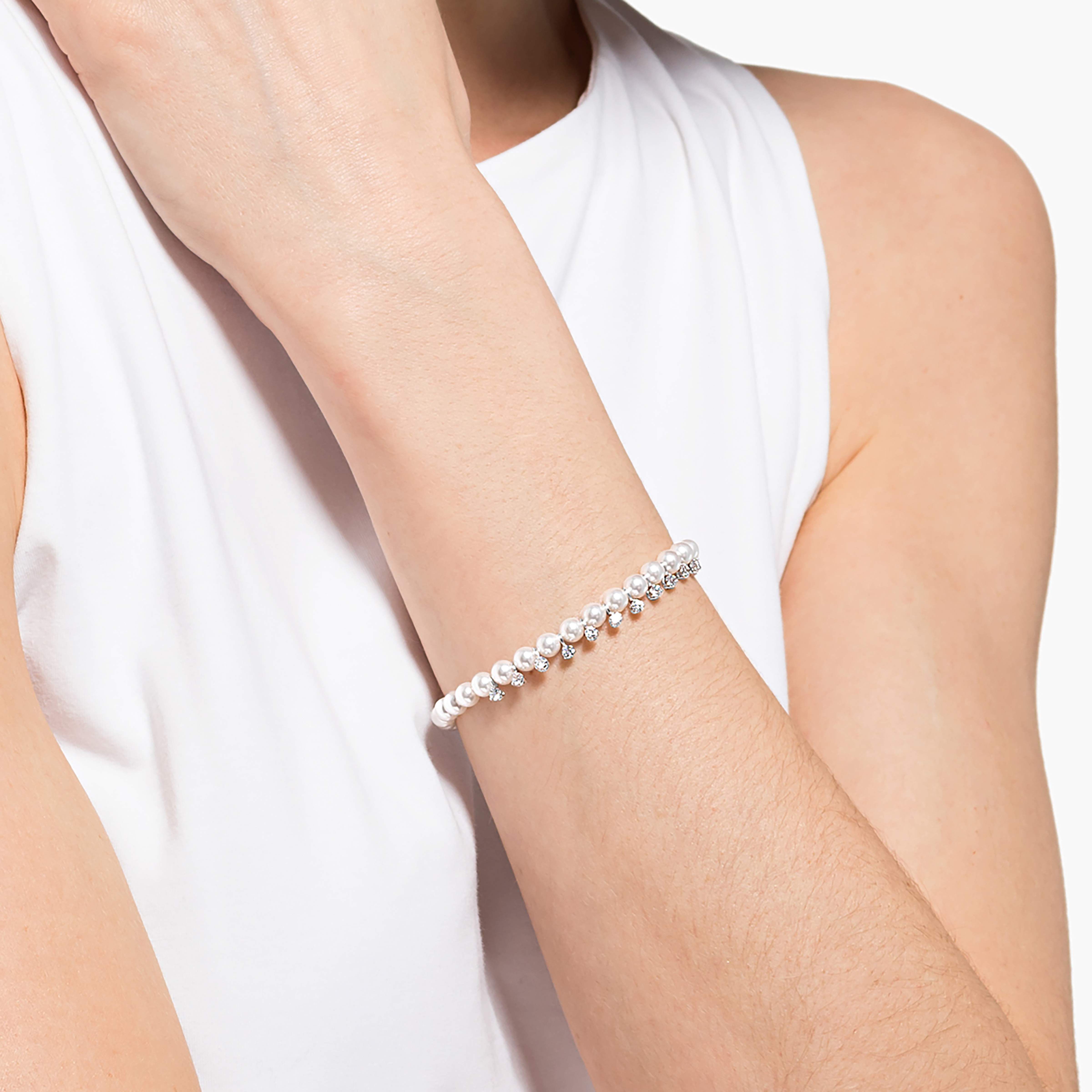 Buy Swarovski Treasure Pearl Bracelet, White, Rhodium plated