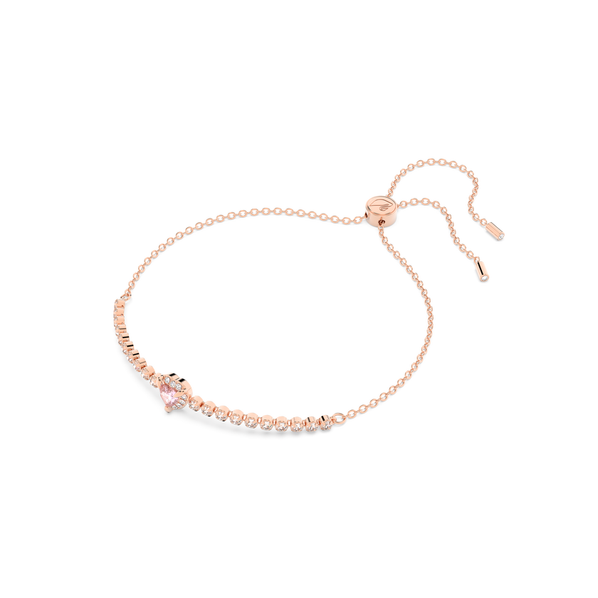 swarovski one bracelet  heart  pink  rose gold tone plated