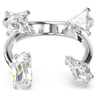 Mesmera open ring, Mixed cuts, White, Rhodium plated