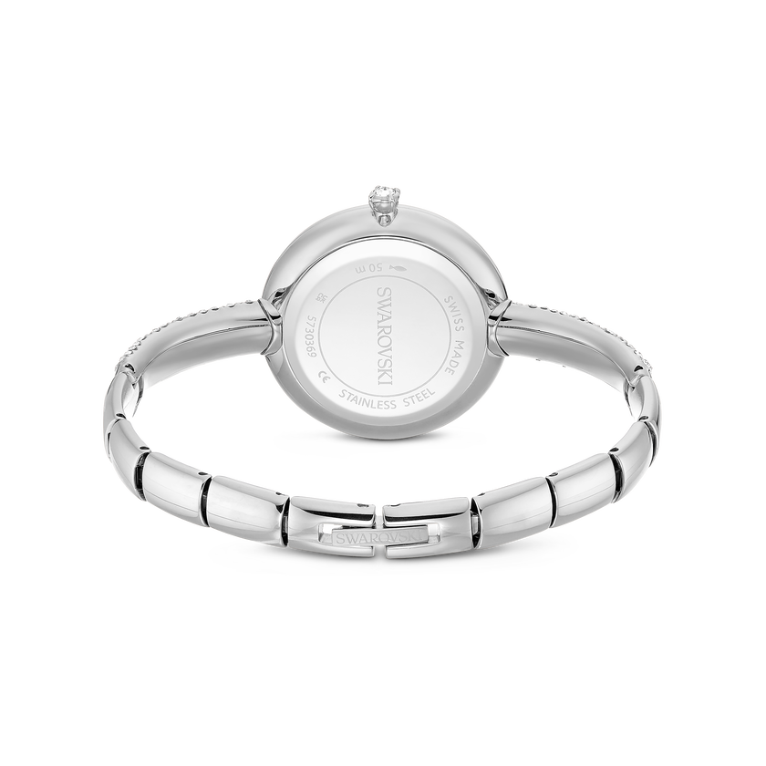 swarovski sublima bangle watch  swiss made  metal bracelet  silver tone  stainless steel