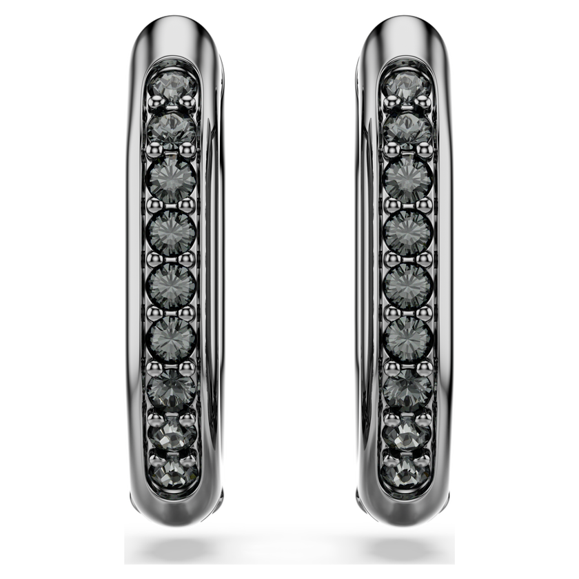 swarovski dextera hoop earrings  octagon shape  round cut  white  ruthenium plated