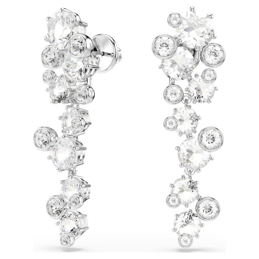 swarovski constella drop earrings  mixed cuts  white  rhodium plated