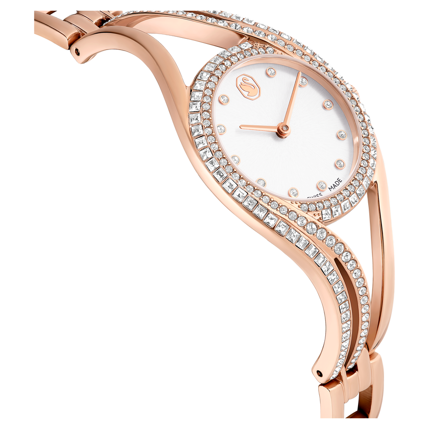 swarovski hyperbola bangle watch  swiss made  metal bracelet  rose gold tone  rose gold tone finish