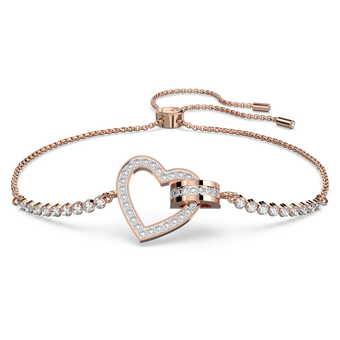 swarovski lovely bracelet  heart  white  rose gold tone plated