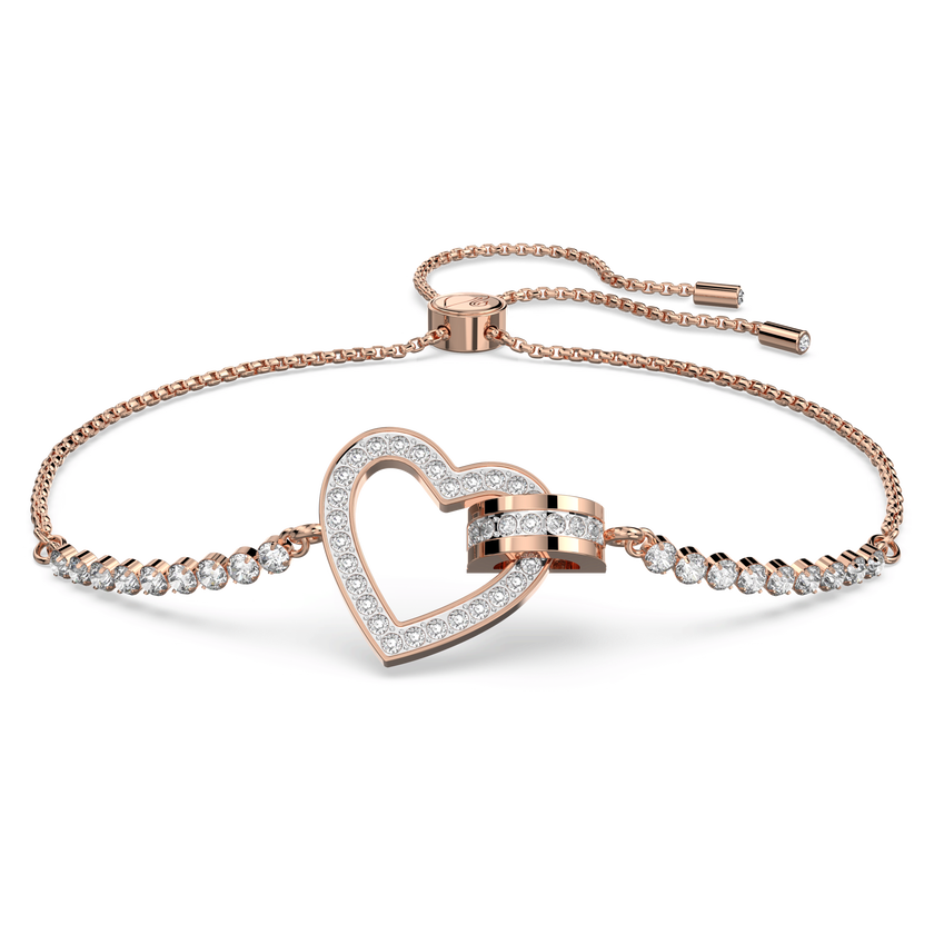 swarovski lovely bracelet  heart  white  rose gold tone plated