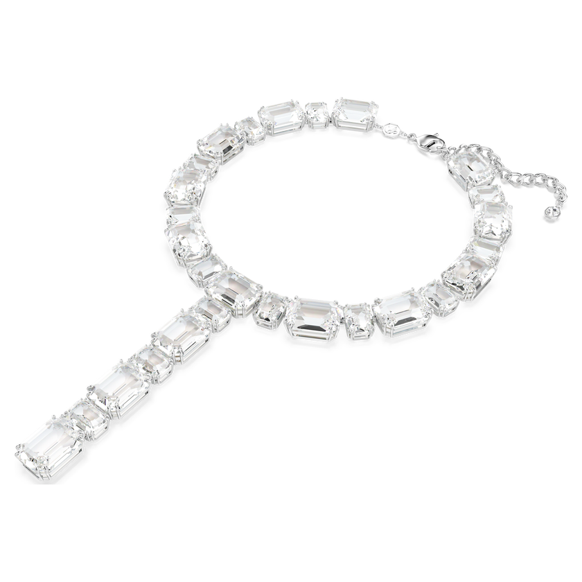 swarovski millenia y necklace  octagon cut  white  rhodium plated