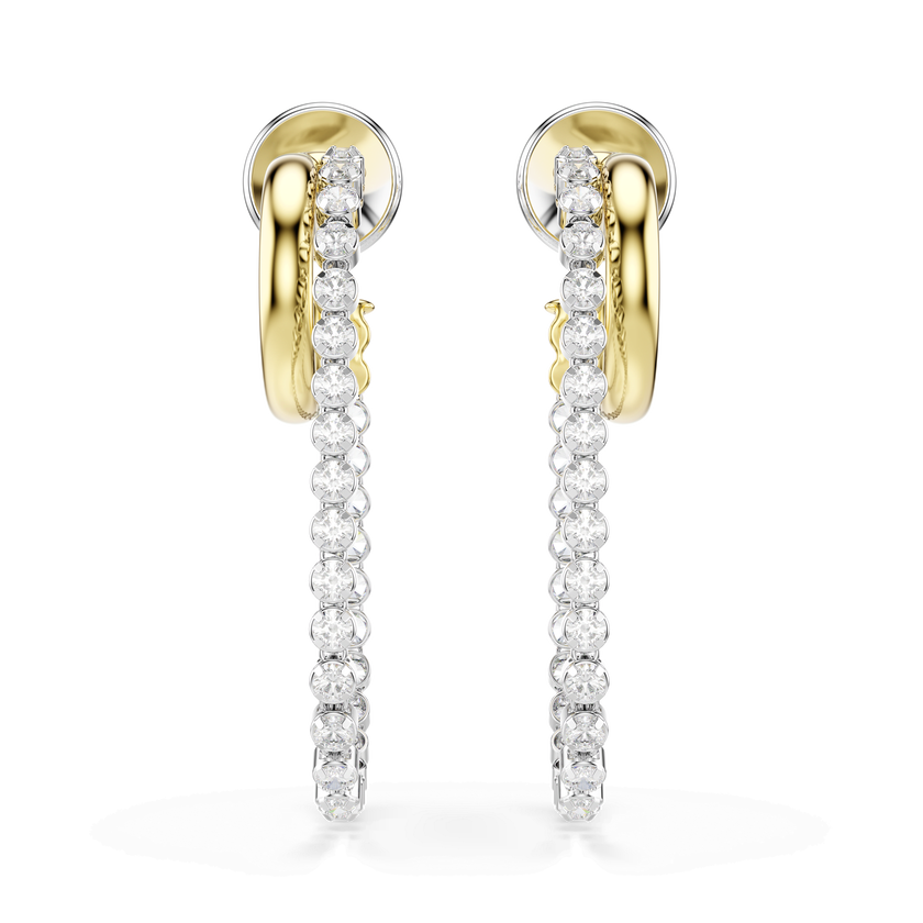 swarovski hyperbola earrings  round cut  white  mixed metal finish
