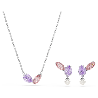 ariana grande x swarovski set  mixed cuts  multicolored  rhodium plated