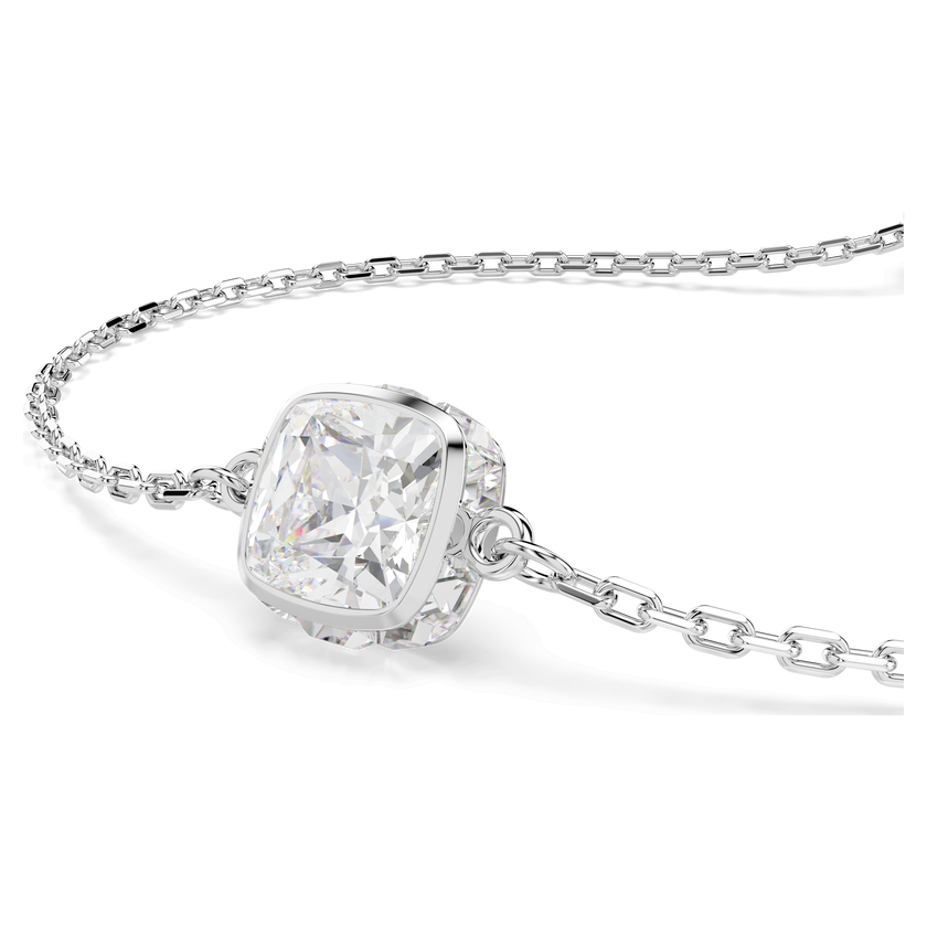 swarovski birthstone bracelet  square cut  april  white  rhodium plated