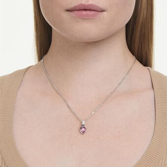 swarovski chroma pendant  mixed cuts  pink  rhodium plated