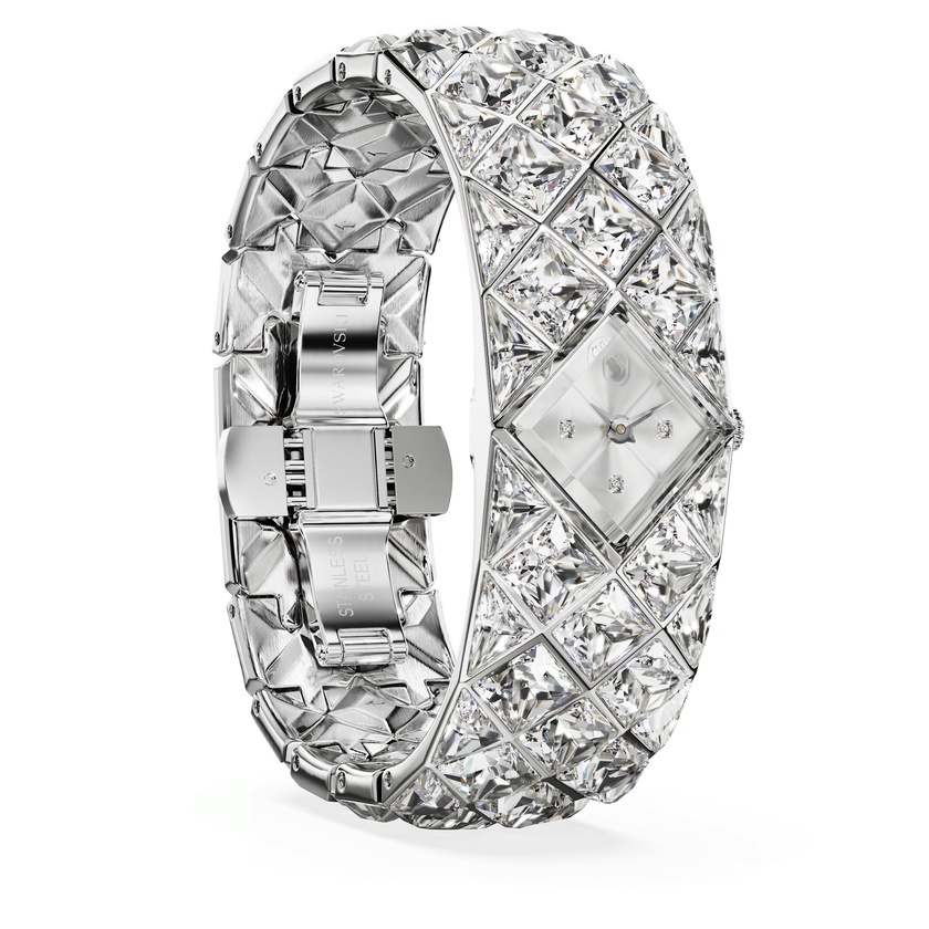 swarovski curiosa bangle watch  crystal bracelet  silver tone  stainless steel