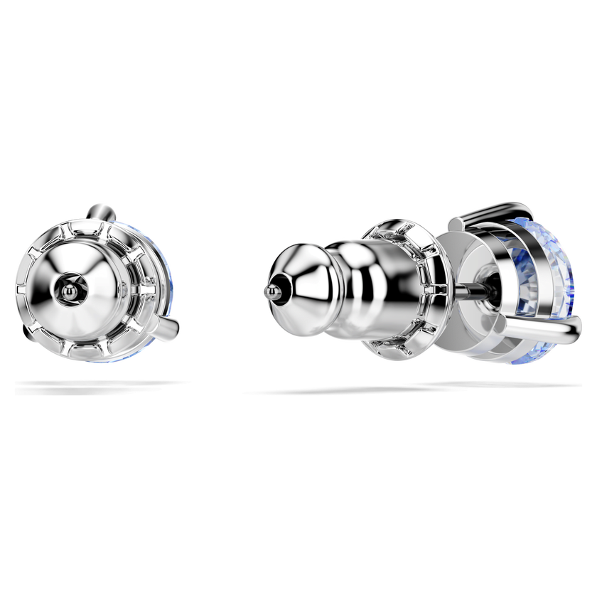 swarovski solitaire stud earrings  light blue  rhodium plated