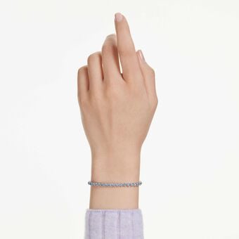 swarovski imber emily tennis bracelet  round cut  blue  rhodium plated