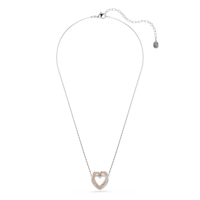 swarovski hyperbola necklace  round cut  heart  white  mixed metal finish