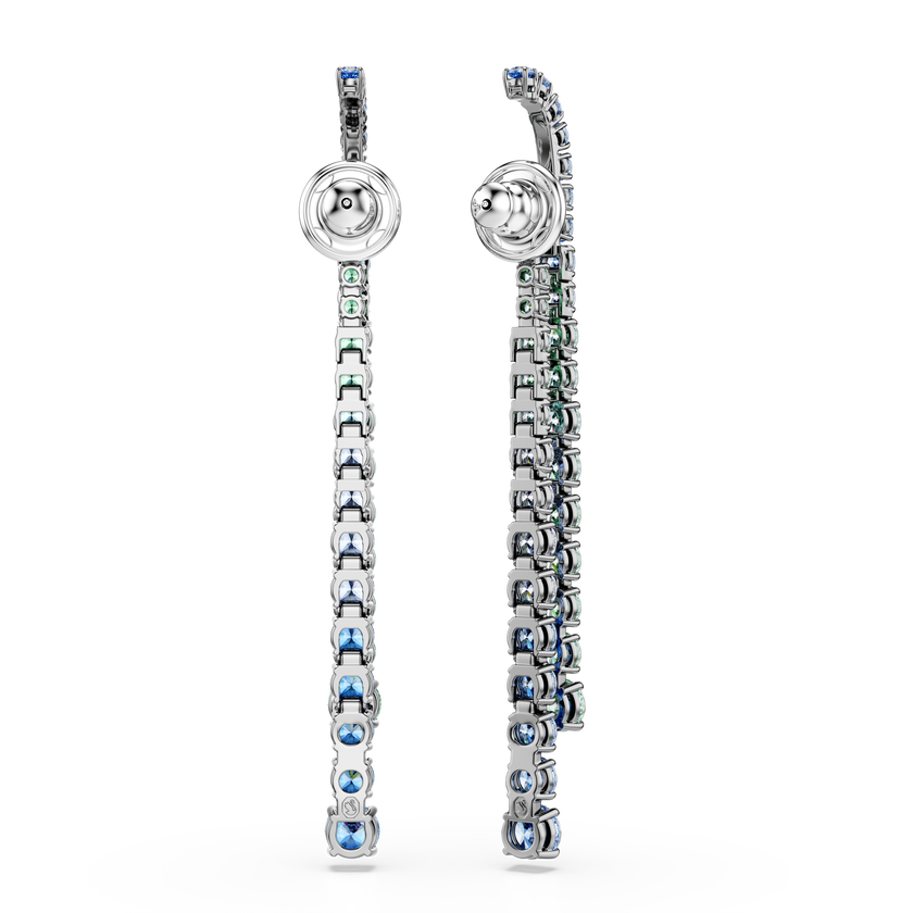swarovski matrix drop earrings  gradient of round cuts  multicolored  ruthenium plated
