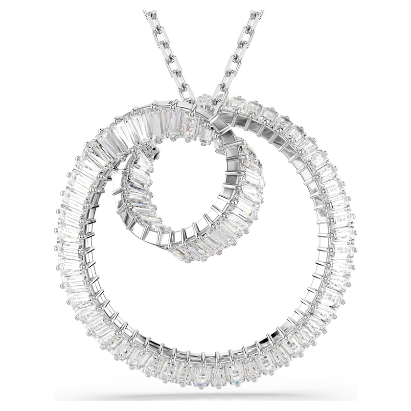 swarovski matrix pendant  baguette cut  white  rhodium plated