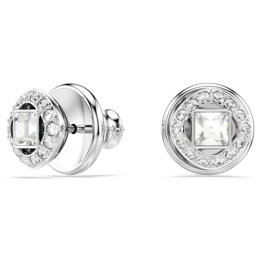 swarovski una angelic stud earrings  round cut  white  rhodium plated