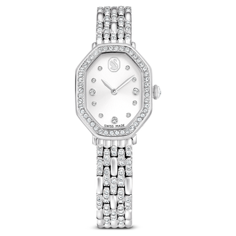 swarovski dextera octagon watch  swiss made  metal bracelet  silver tone  stainless steel