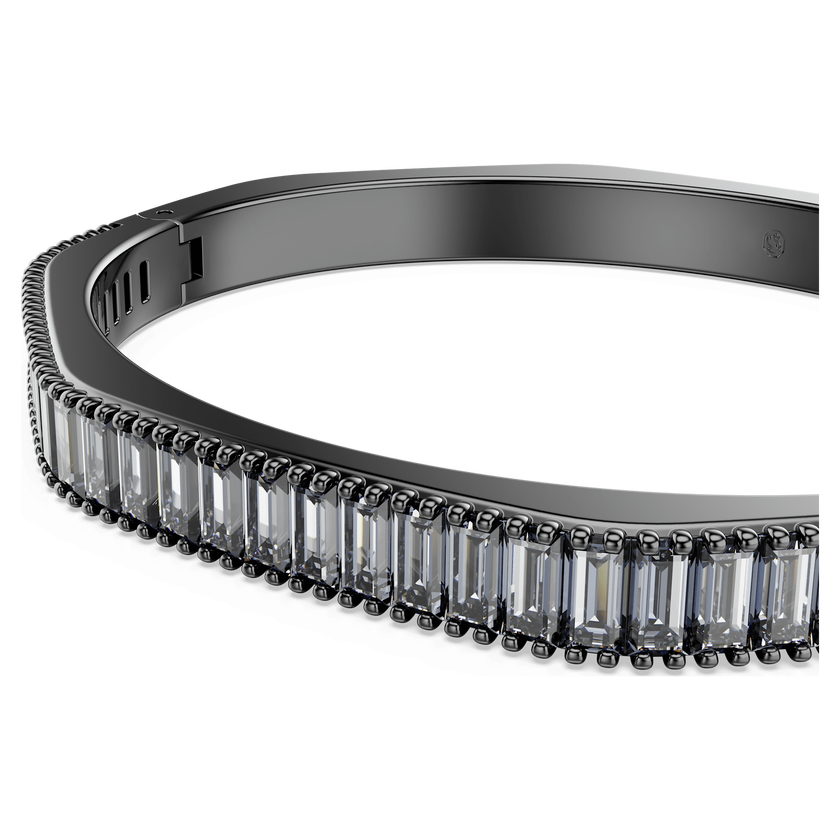 swarovski matrix bangle  baguette cut  gray  ruthenium plated