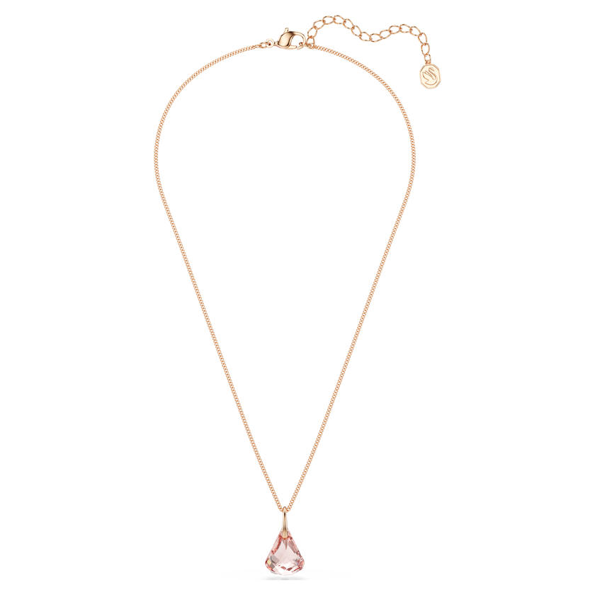 swarovski lunar drop pendant  pink  18k rose gold finish
