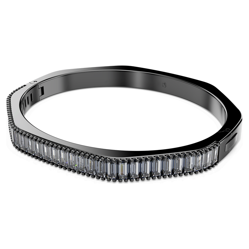 swarovski matrix bangle  baguette cut  gray  ruthenium plated