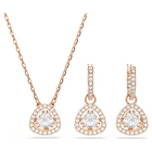 swarovski una angelic set  set  2   triangle cut  pink  18k rose gold finish