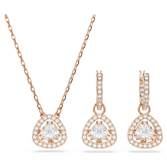 swarovski una angelic set  set  2   triangle cut  pink  18k rose gold finish