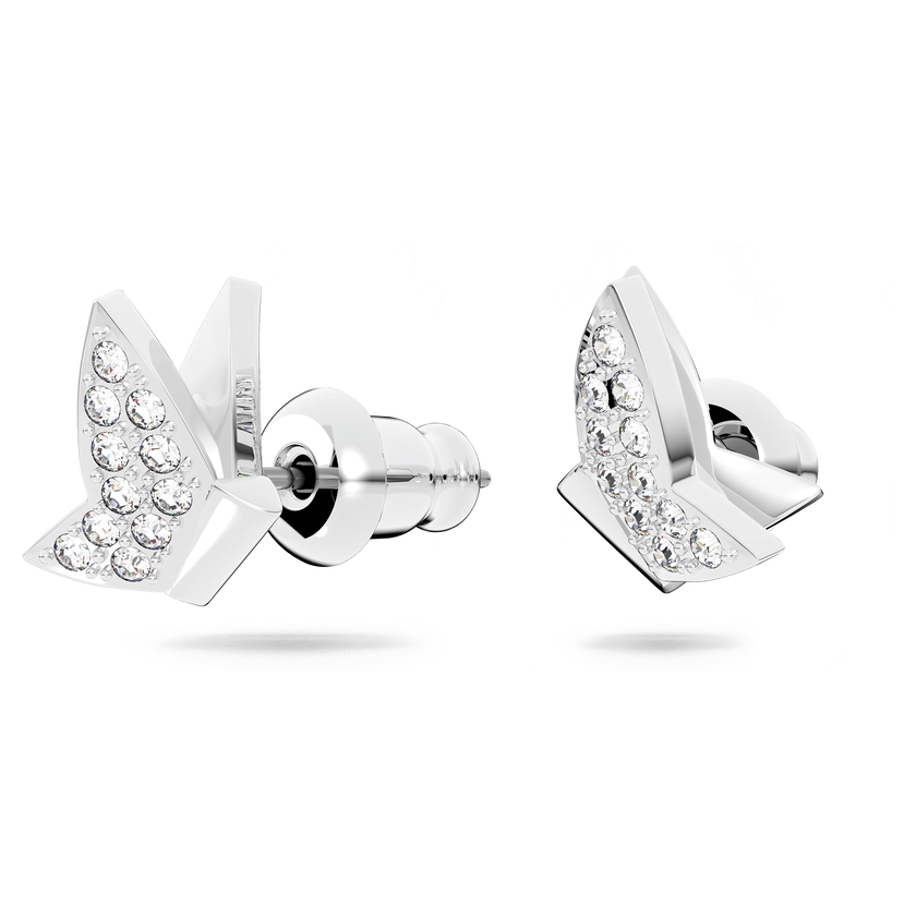 swarovski idyllia lilia stud earrings  butterfly  white  rhodium plated