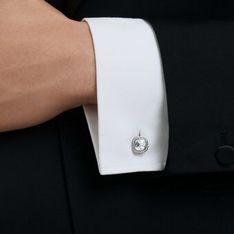 swarovski una angelic cufflinks  cushion cut  white  ruthenium plated