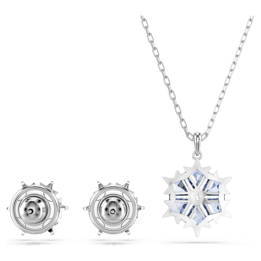 swarovski magic set  snowflake  blue  rhodium plated