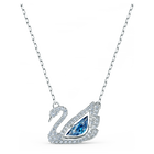 swarovski dancing swan necklace swan blue rhodium plated