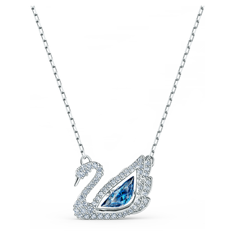 swarovski dancing swan necklace swan blue rhodium plated
