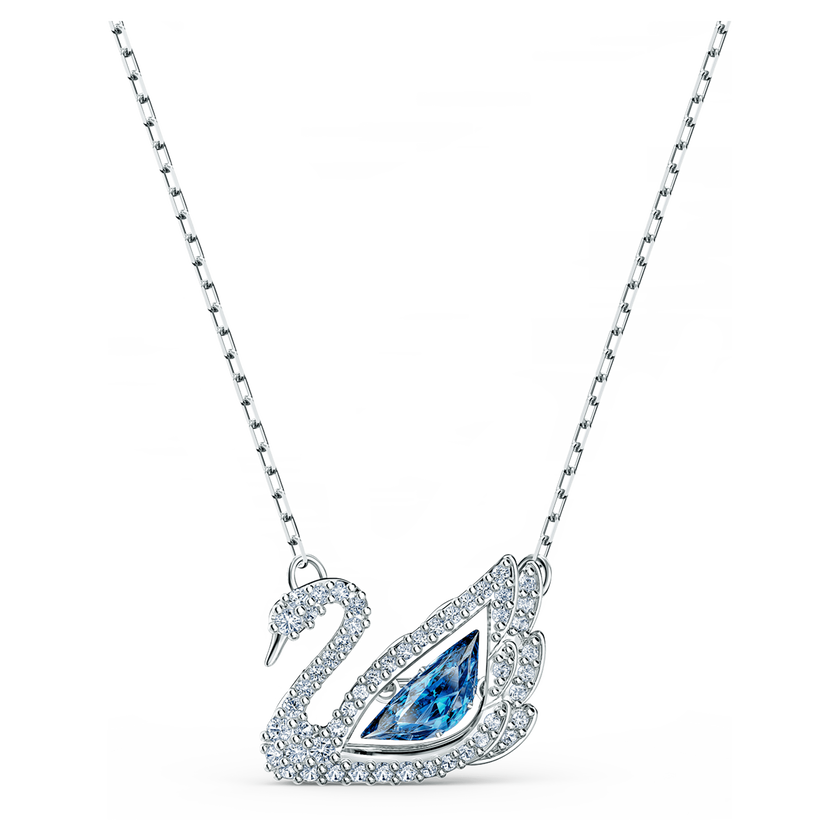swarovski dancing swan necklace  swan  blue  rhodium plated