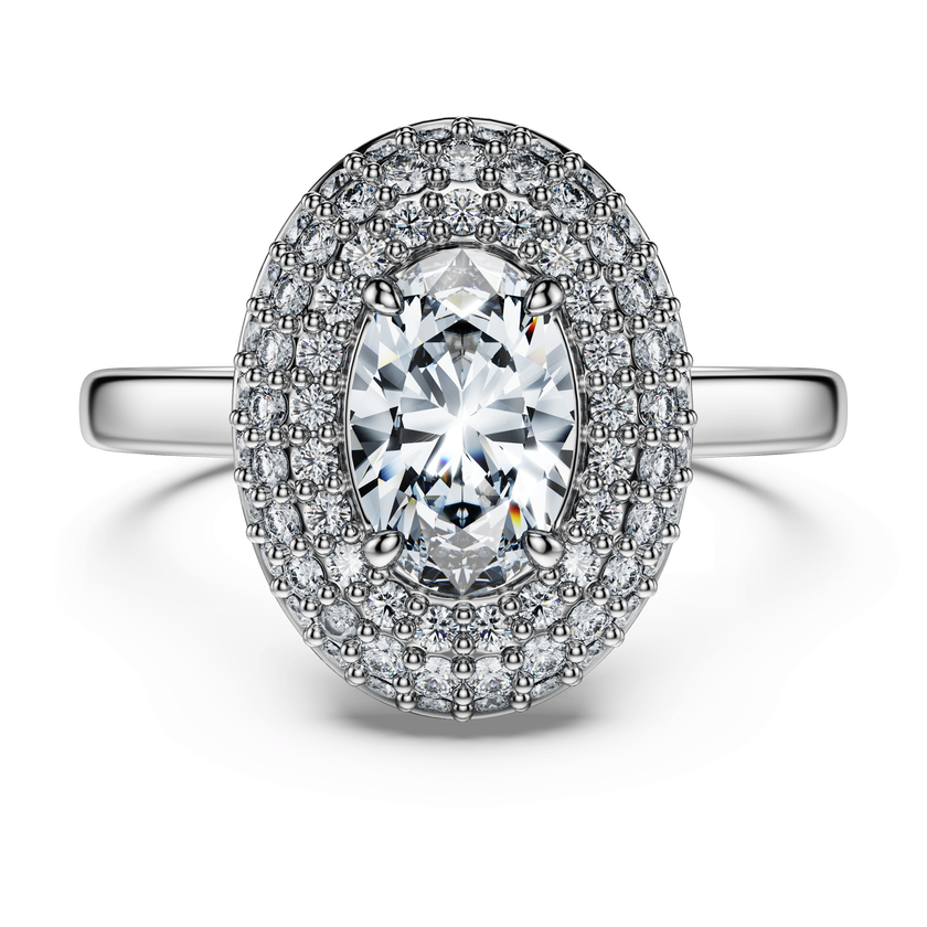 swarovski eternity halo solitaire ring  laboratory grown diamonds 1 5 ct tw  18k white gold