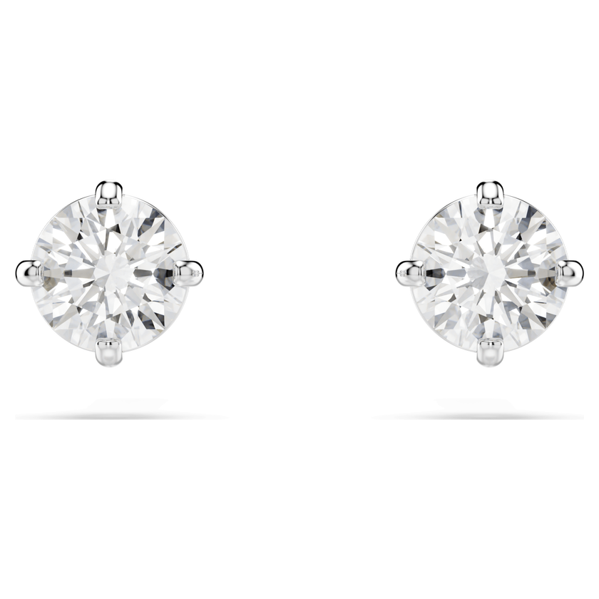 swarovski stilla attract stud earrings  round cut  white  rhodium plated