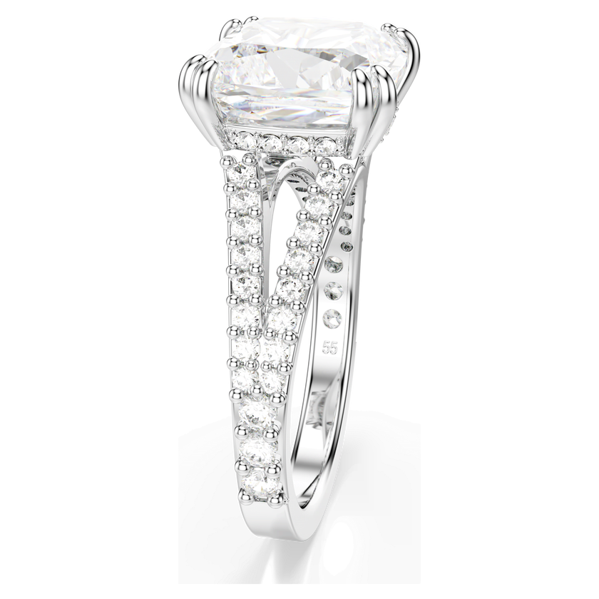 swarovski stilla ring  square cut  white  silver tone finish